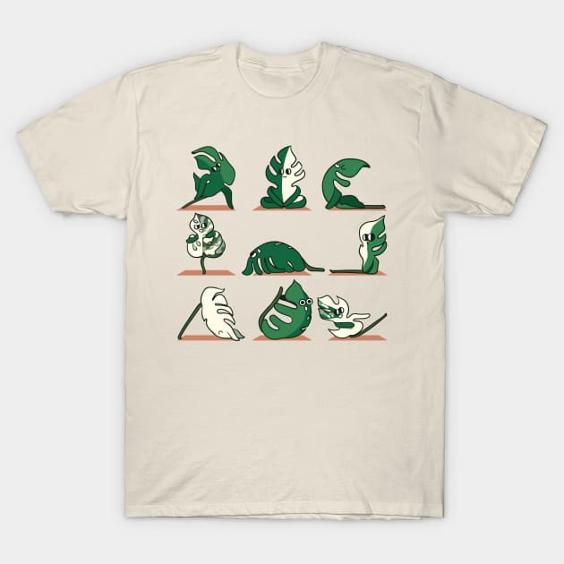 Monstera Yoga T-Shirt by huebucket